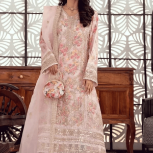 Embroidered Organza 3 Piece Semi Stitched Suit